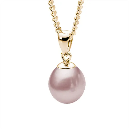 9ct Yellow Gold Pendant with Pink Freshwater Pearl 10mm