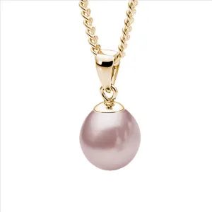 9ct Yellow Gold Pendant with Pink Freshwater Pearl 10mm