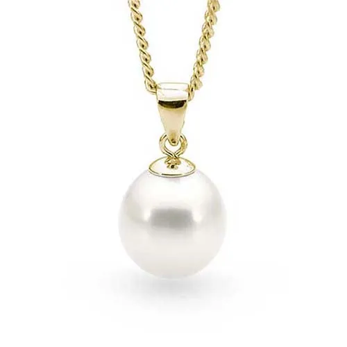 9ct Yellow Gold Pendant with White Freshwater Pearl 9mm