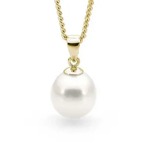 9ct Yellow Gold Pendant with White Freshwater Pearl 9mm