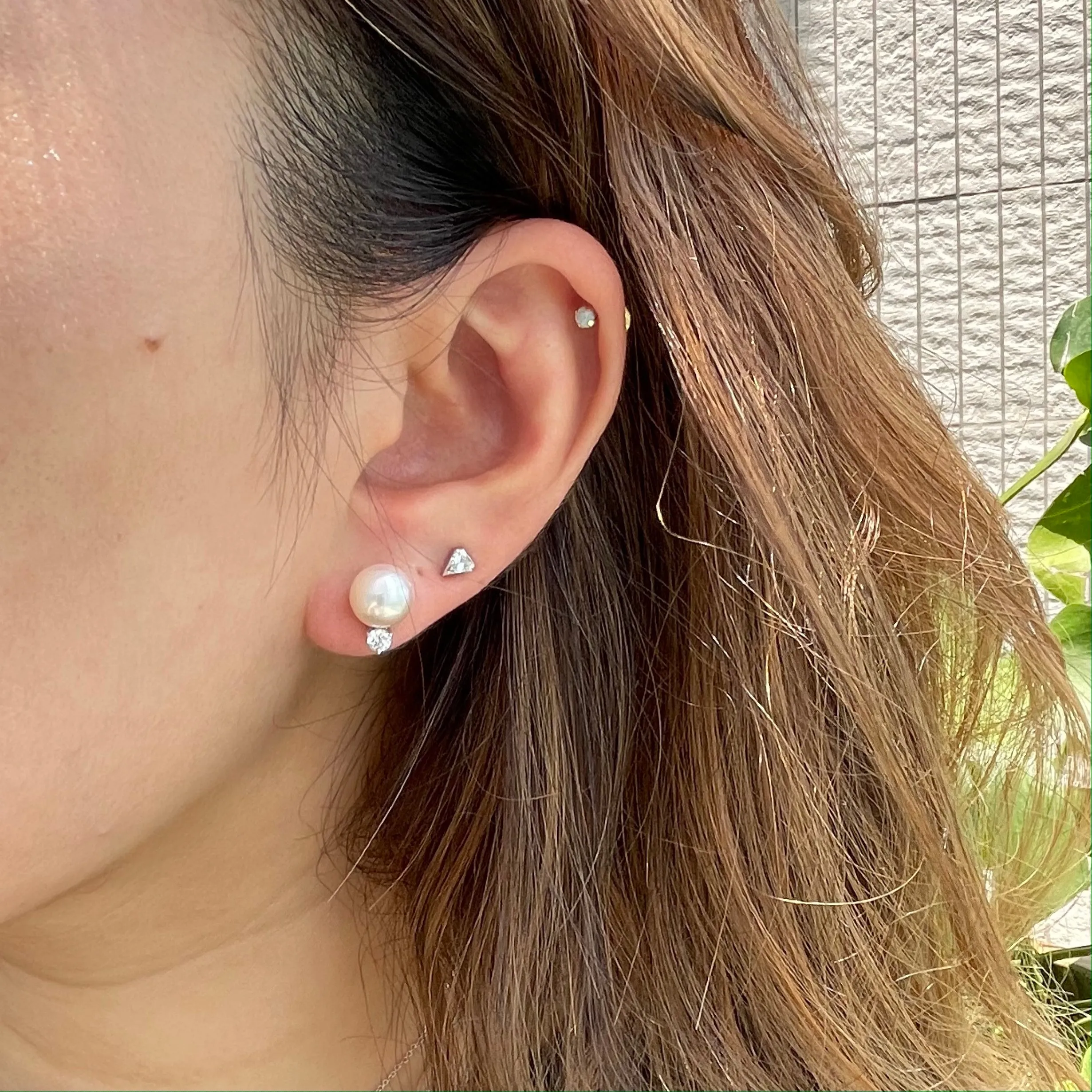 Akoya Pearl and Diamond Stud Earrings