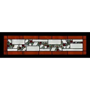 Amber Antique Border Geometric Stained Glass Window Panel-1 by Edel Byrne