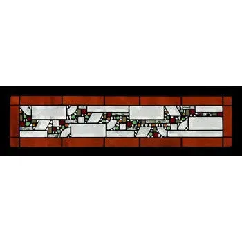 Amber Antique Border Geometric Stained Glass Window Panel-1 by Edel Byrne