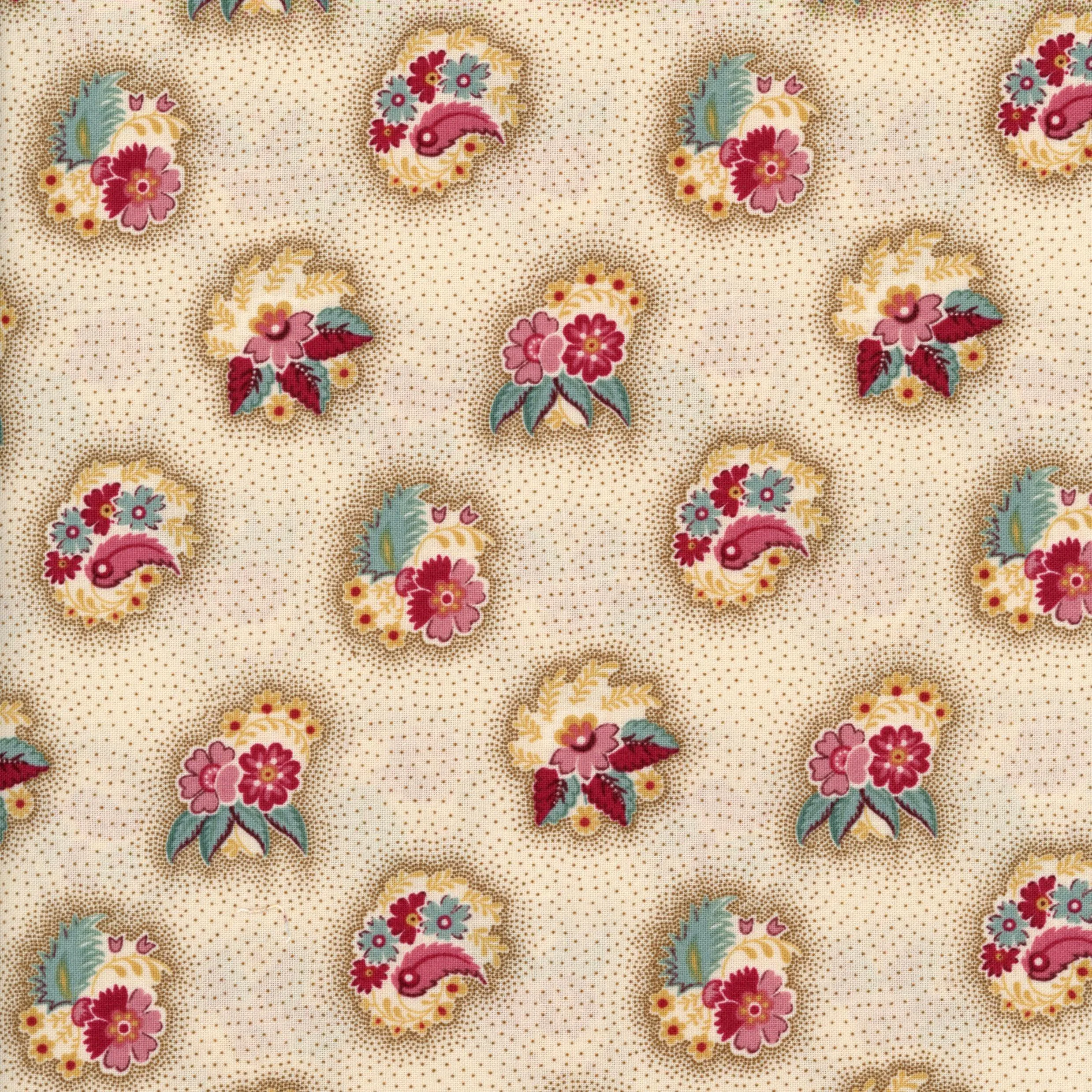 Andover Fernshaw - Floral Bouquet on Cream with Tan Spots