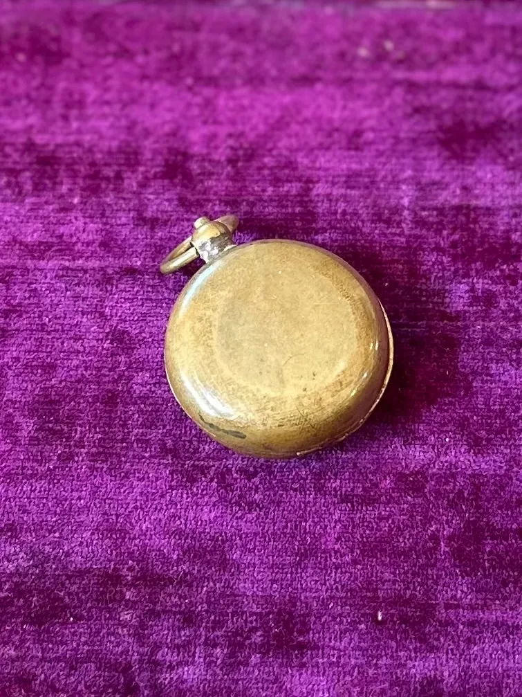 Antique Brass King Edward VII Sovereign Coin Holder Case Faux Pocketwatch Pendant