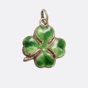 Art Deco Enamel Lucky Four-Leaf Clover Charm