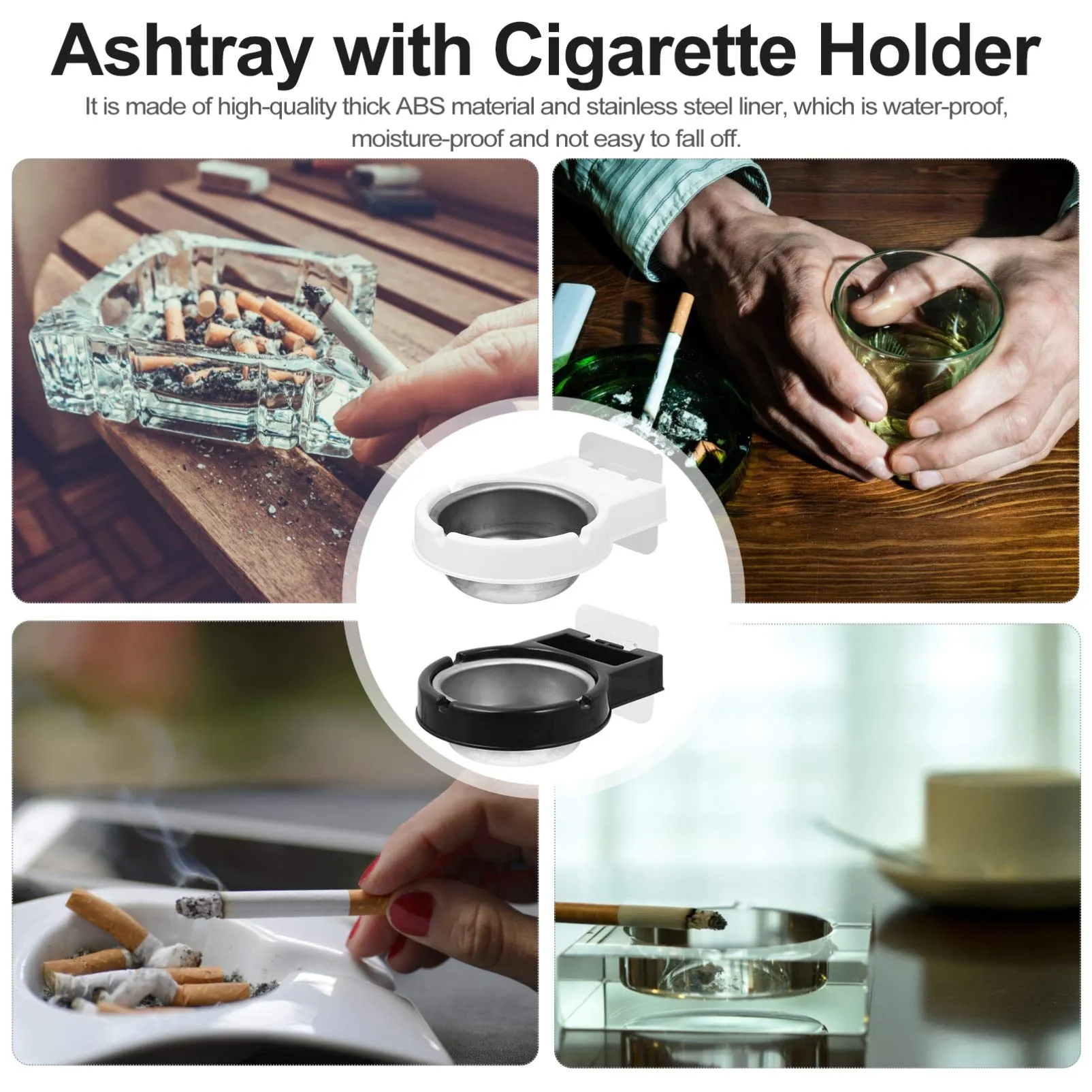 Balacoo 2Pcs Wall Mounted Ashtray with Cigarette Holder Bathroom Hanging Ash Box Smoking Accessories for Home Office Bar Toilet Kitchen