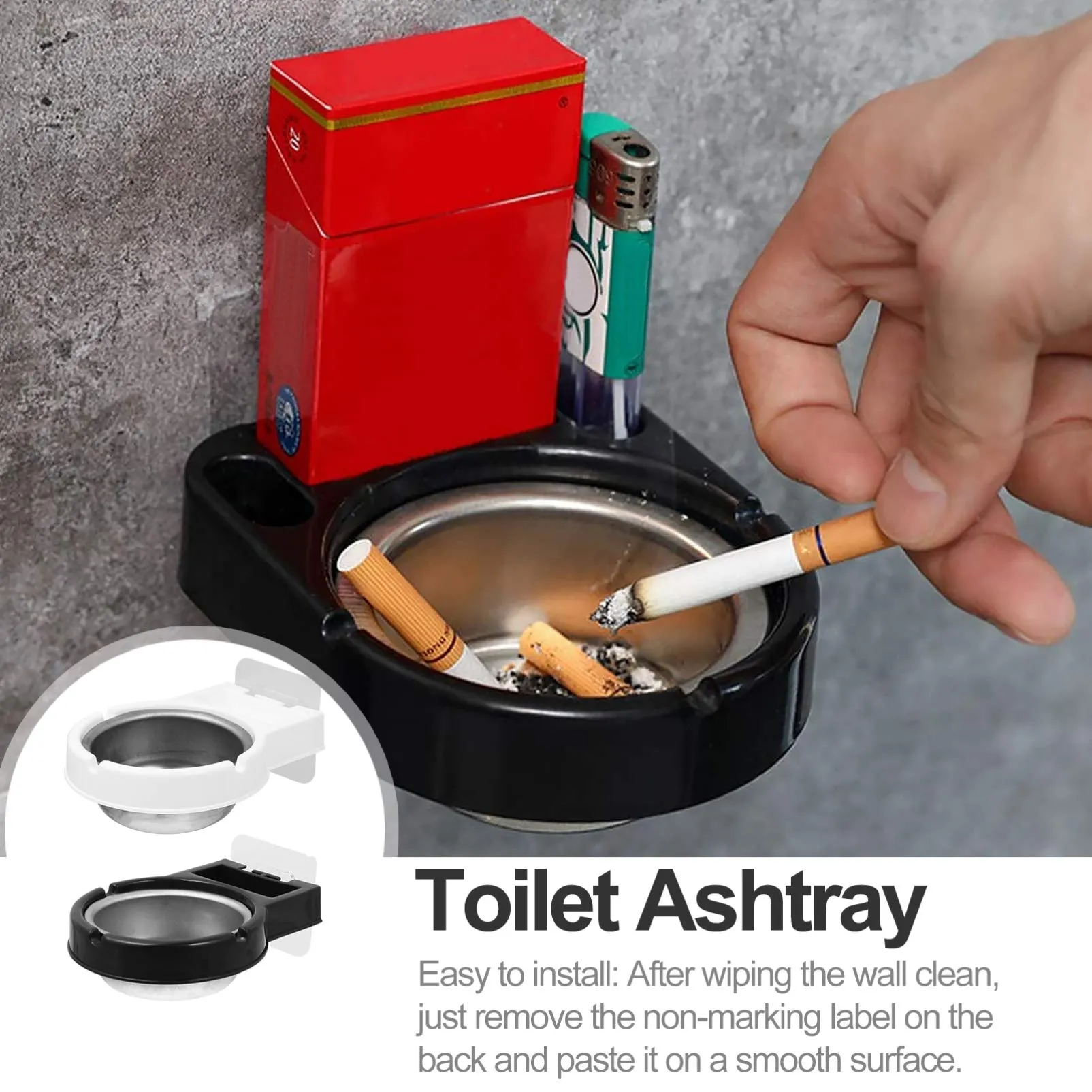 Balacoo 2Pcs Wall Mounted Ashtray with Cigarette Holder Bathroom Hanging Ash Box Smoking Accessories for Home Office Bar Toilet Kitchen