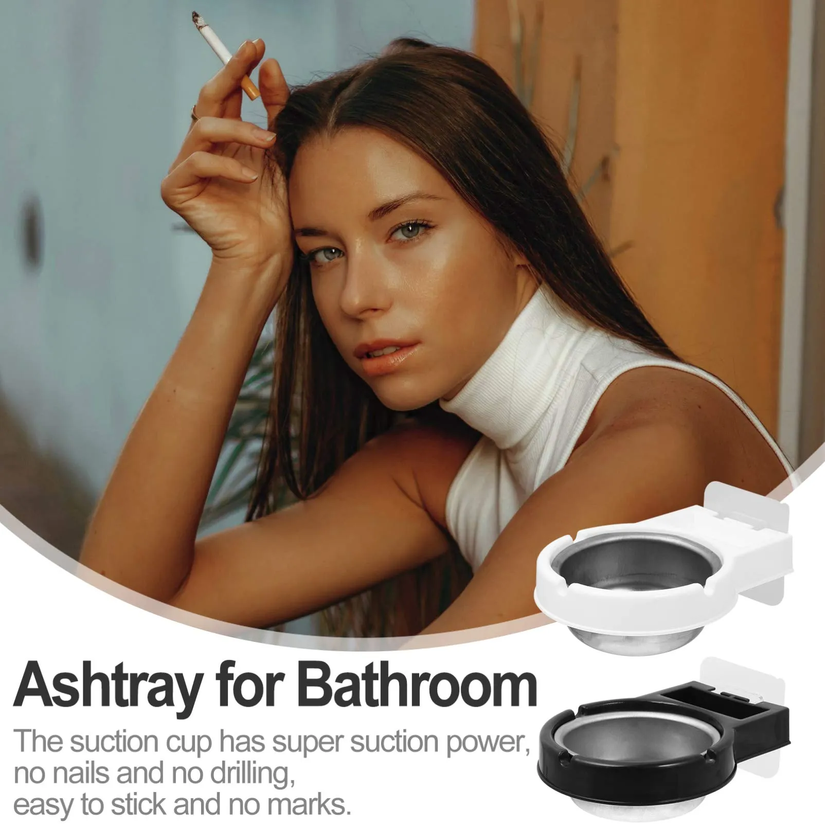 Balacoo 2Pcs Wall Mounted Ashtray with Cigarette Holder Bathroom Hanging Ash Box Smoking Accessories for Home Office Bar Toilet Kitchen