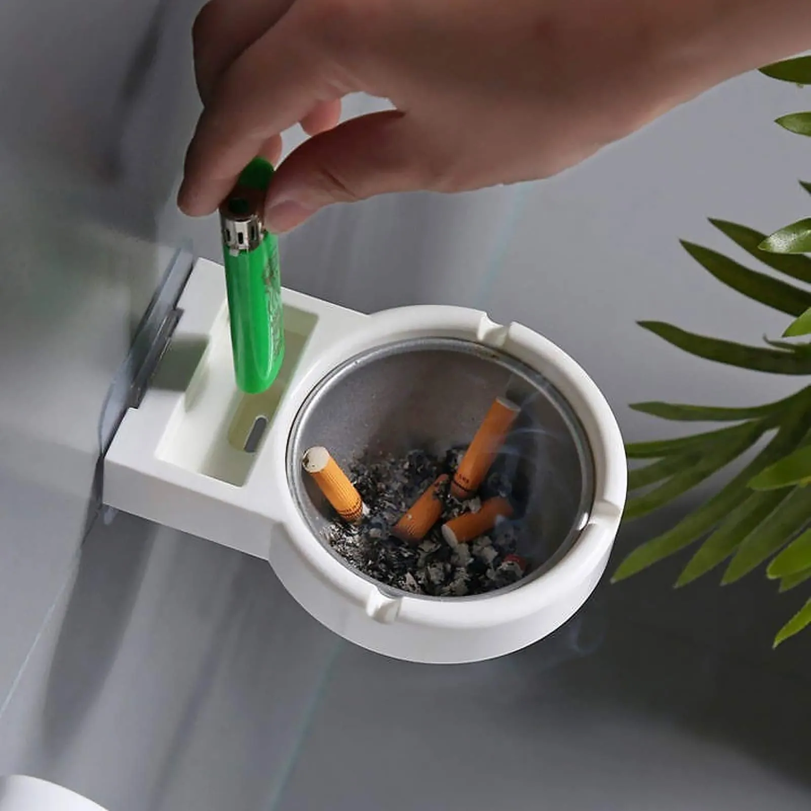 Balacoo 2Pcs Wall Mounted Ashtray with Cigarette Holder Bathroom Hanging Ash Box Smoking Accessories for Home Office Bar Toilet Kitchen