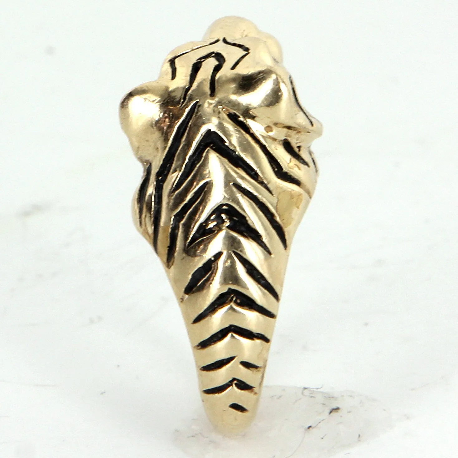 Bengal Tiger Ring Vintage 14k Yellow Gold Black Enamel Estate Animal Jewelry
