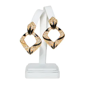 Bijoux Designs Door Knocker Earring in Gold Tone with Black Enamel and  Rhinestones