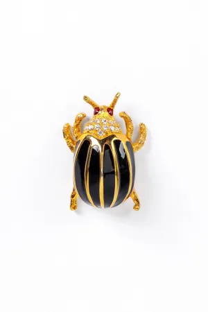 Black Bejeweled Beetle Brooch