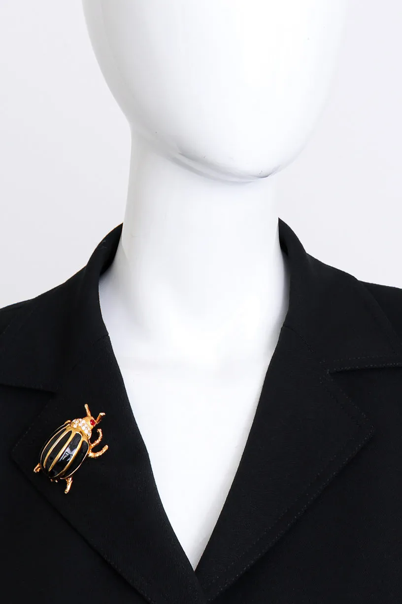 Black Bejeweled Beetle Brooch