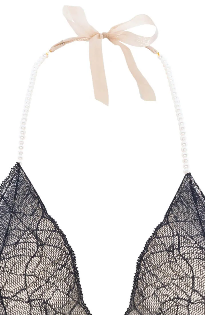 Black bodysuit with double pearl string - Sydney Body Double