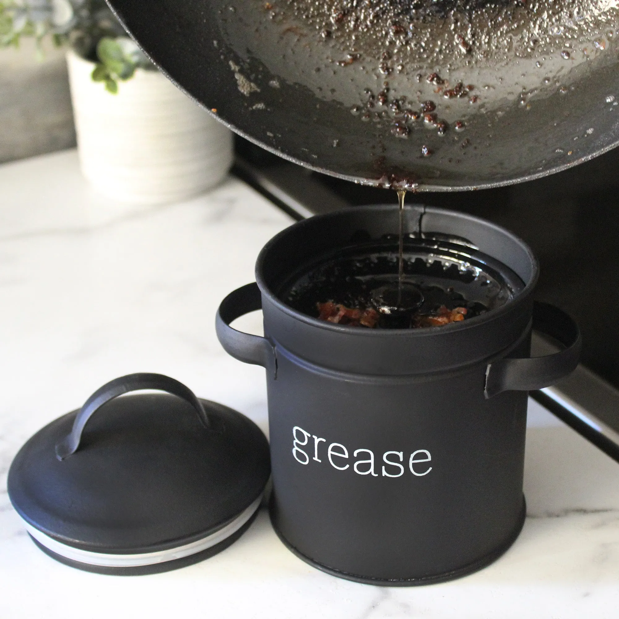 Black Enamelware Grease Container (Case of 24)