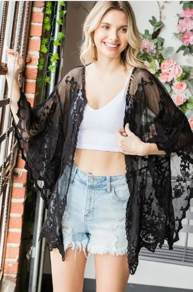 Black Lace Kimono