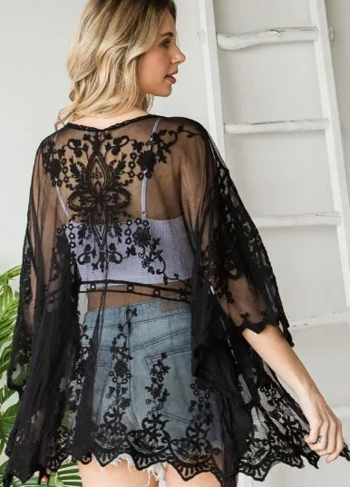 Black Lace Kimono