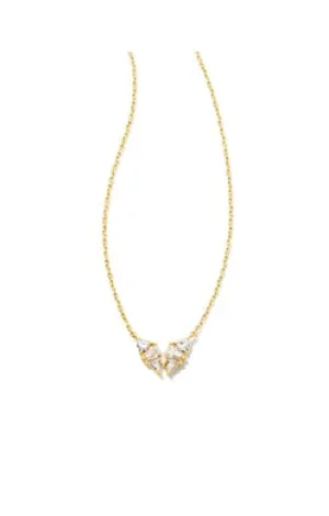 Blair Butterfly Small Short Pendant Necklace Gold White Cz