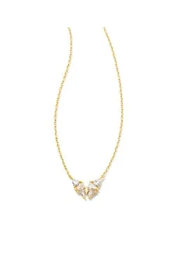 Blair Butterfly Small Short Pendant Necklace Gold White Cz