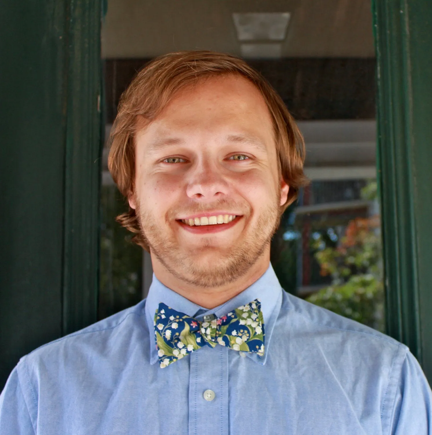 Blue and Green Lily of the Valley Floral Bow Tie