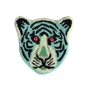 Blue Tiger Face Hand-Tufted Wool Accent Rug