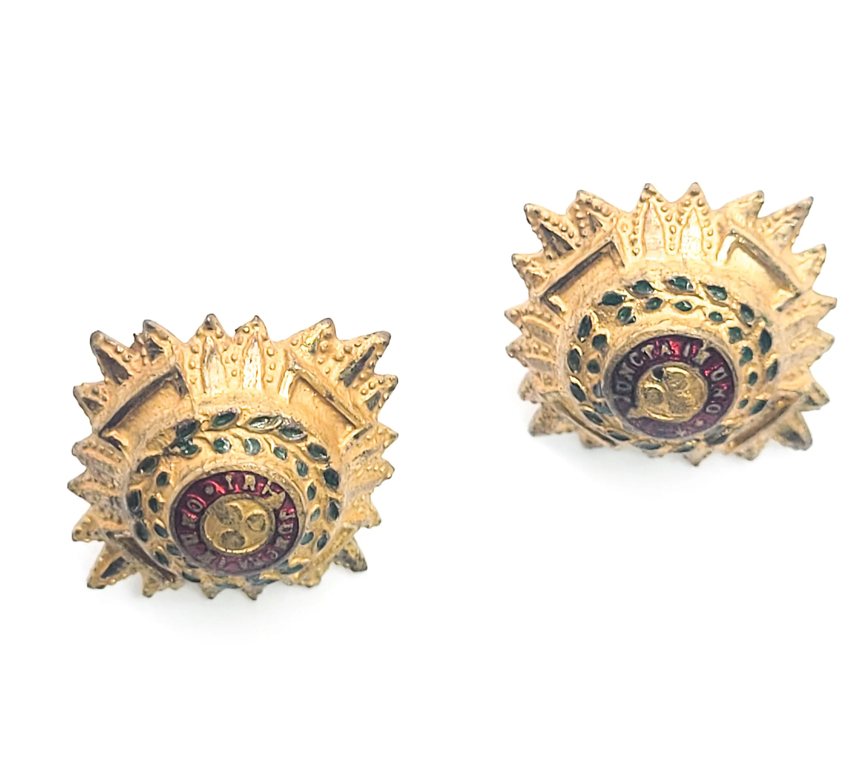 British Order Of the Bath Tria Juncta in Uno converted button earrings sterling enamel