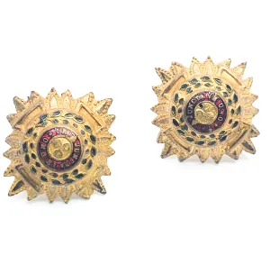 British Order Of the Bath Tria Juncta in Uno converted button earrings sterling enamel