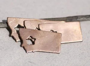 Bronze or Copper or Brass Montana State Small with Star Chubby  Blanks Cutout for Metalworking Stamping Texturing Blank