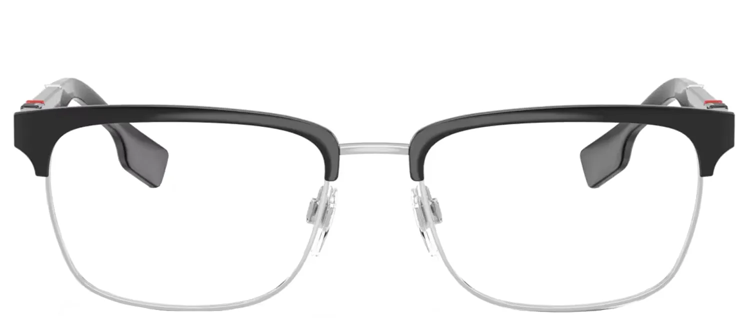 Burberry ALBA BE 1348 1306 Rectangle Metal Black Eyeglasses with Logo Stamped Demo Lenses