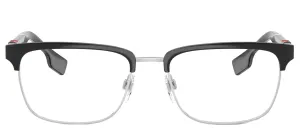 Burberry ALBA BE 1348 1306 Rectangle Metal Black Eyeglasses with Logo Stamped Demo Lenses