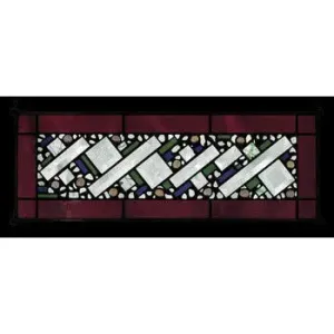 Burgundy Antique Border Geometric Stained Glass Window Panel by Edel Byrne