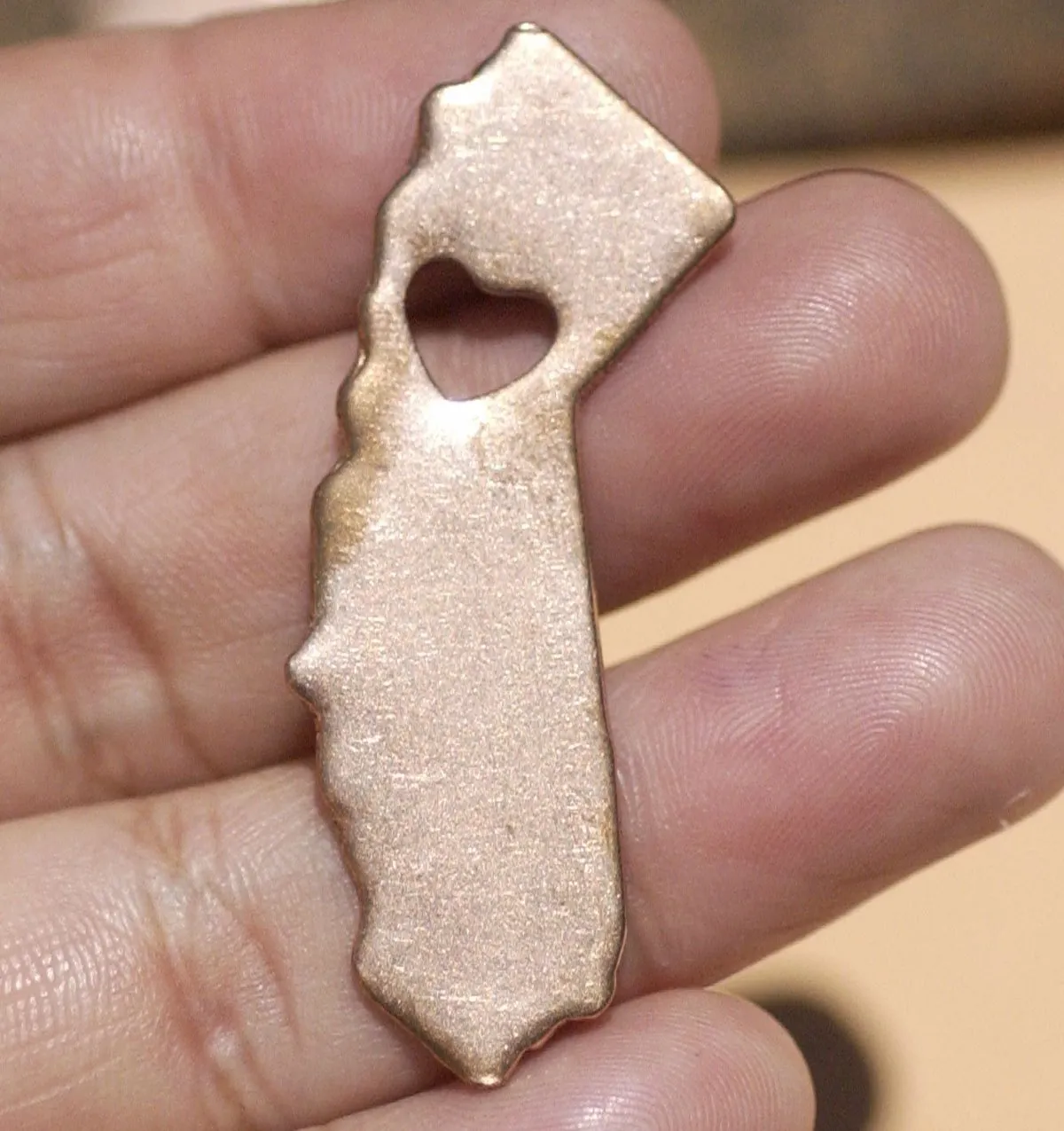 California State With Tiny Heart Chubby Blanks Cutout for Enameling Metalworking Stamping Texturing - Variety of Metals