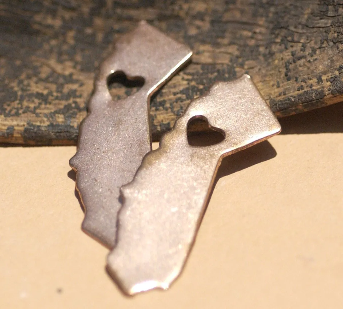 California State With Tiny Heart Chubby Blanks Cutout for Enameling Metalworking Stamping Texturing - Variety of Metals