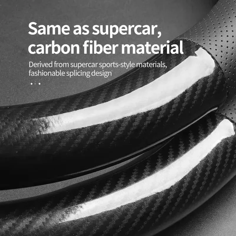 Carbon Fiber Leather Car Steering Wheel Cover - Universal Fit for Car Series