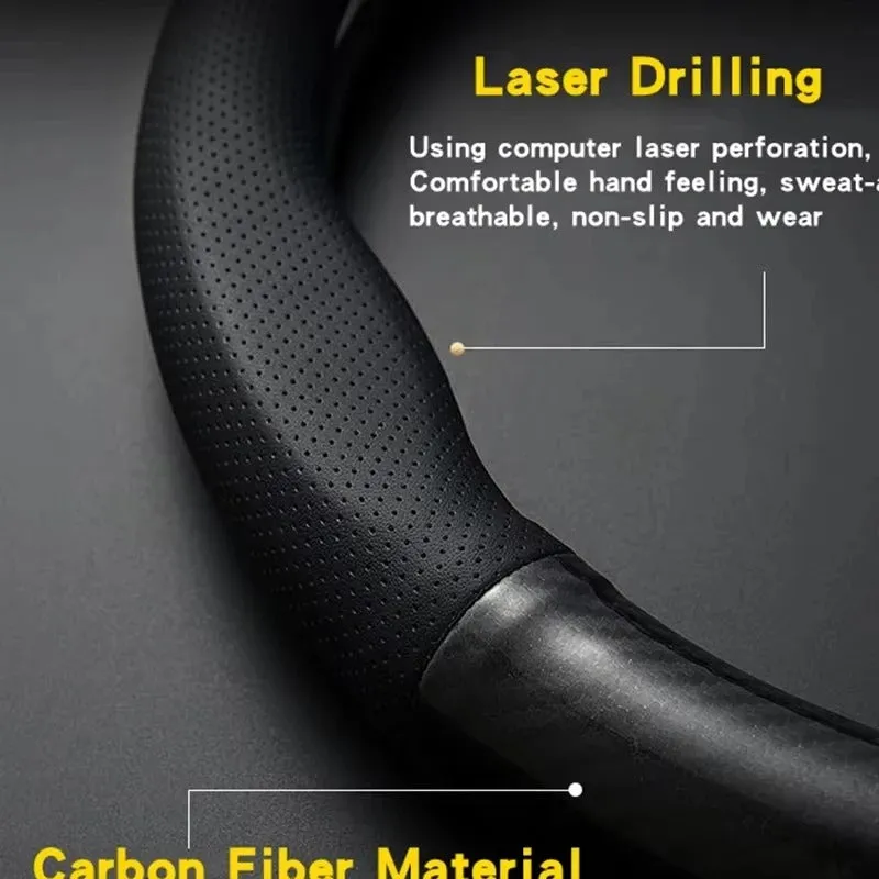 Carbon Fiber Leather Car Steering Wheel Cover - Universal Fit for Car Series