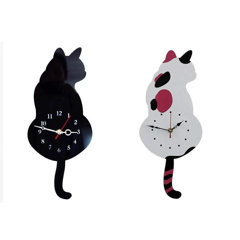 Cat Wall Clock With swinging Tail