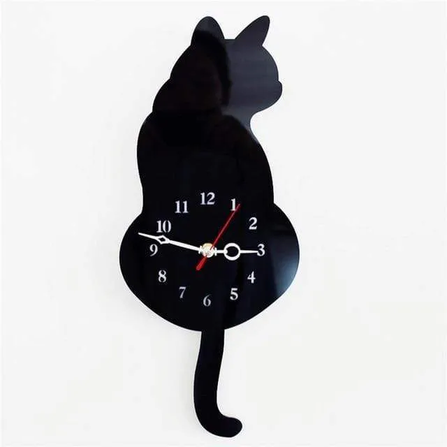 Cat Wall Clock With swinging Tail