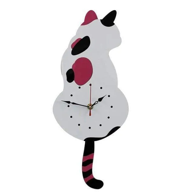 Cat Wall Clock With swinging Tail