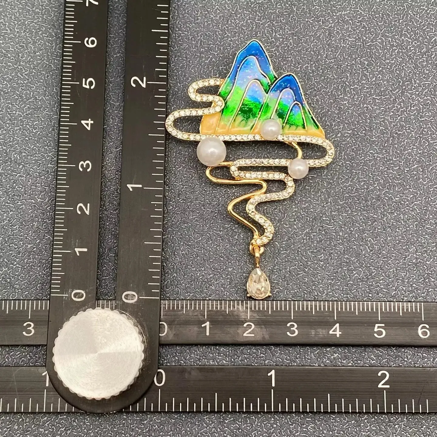 Chinese Style Landscape Painting Brooch