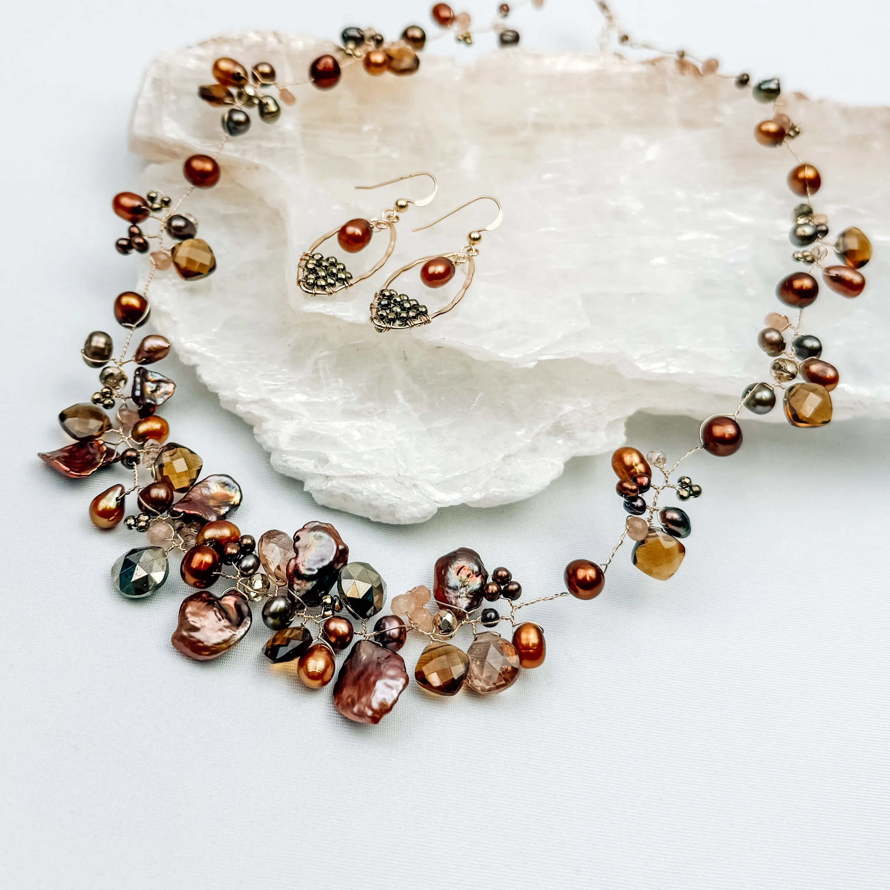 Chocolate Pearls Twisted Necklace