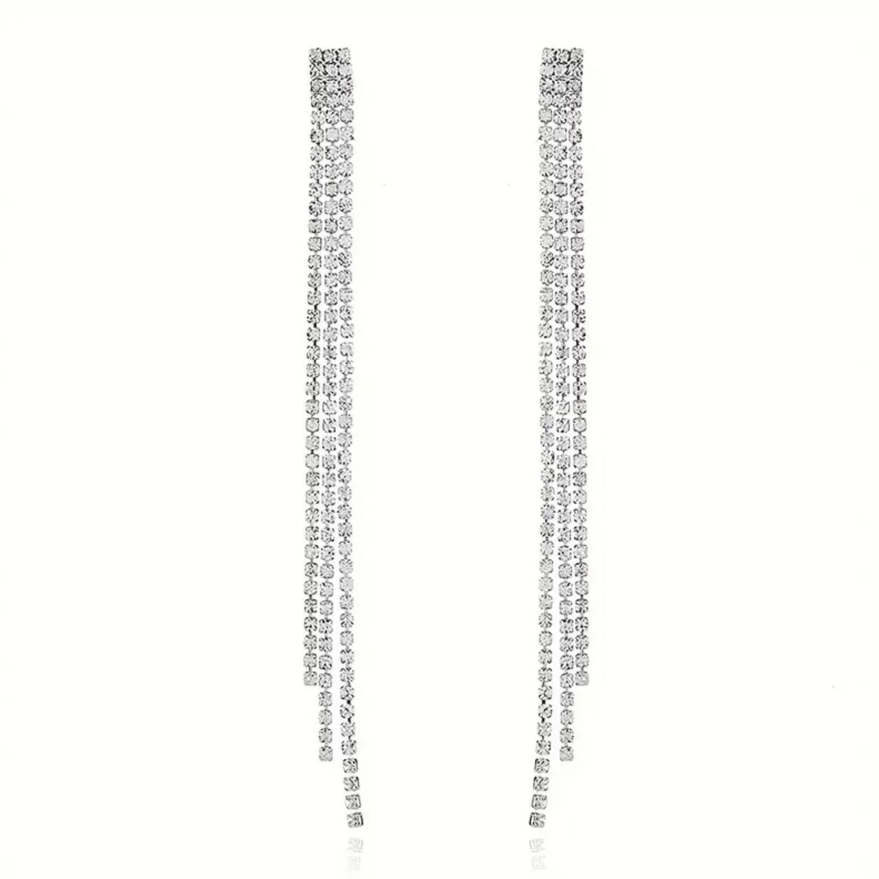 Clear Black Setting Tassel Earrings