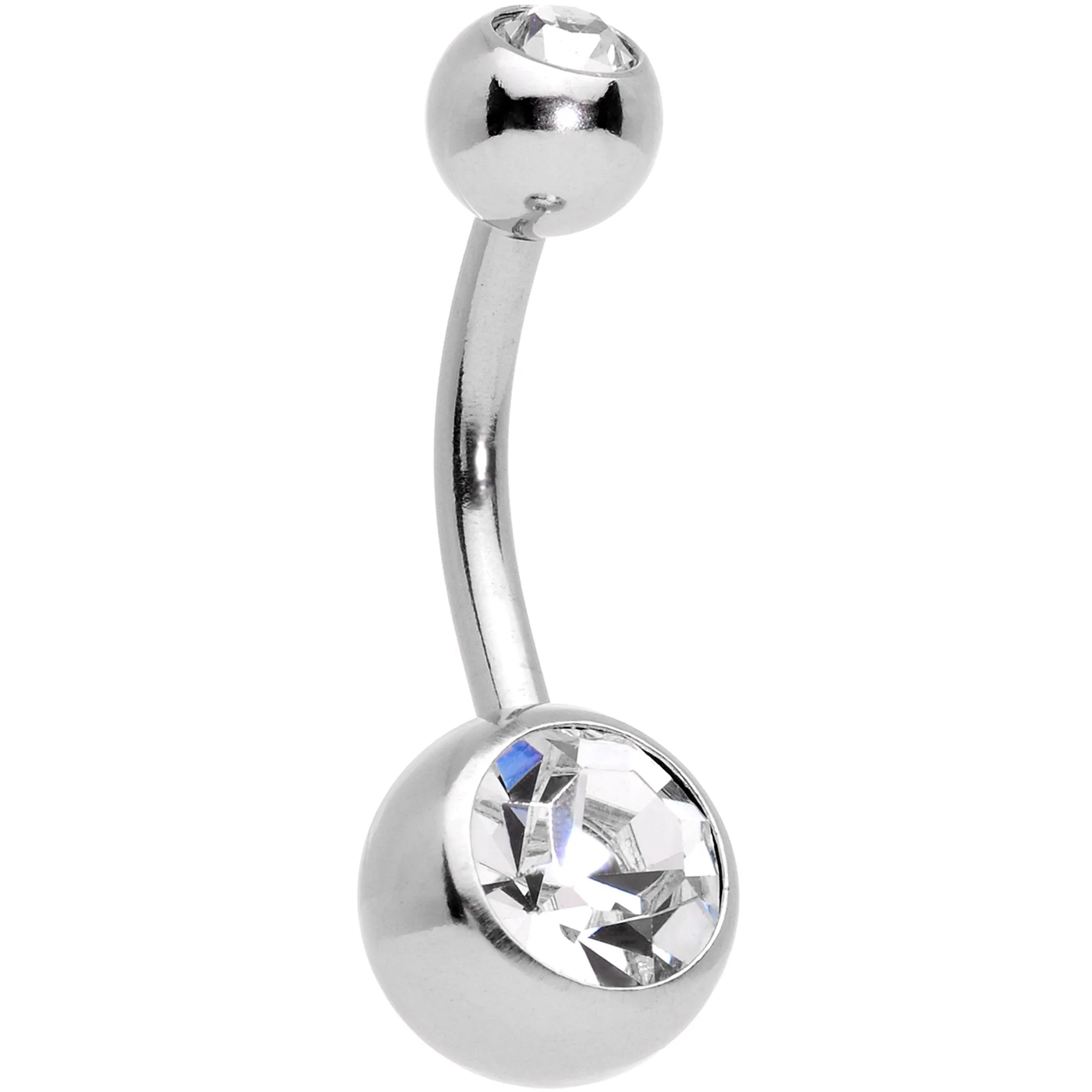 Clear Gem Blue Faux Druzy Rose Gold Tone Peaceful Moon Belly Ring Set