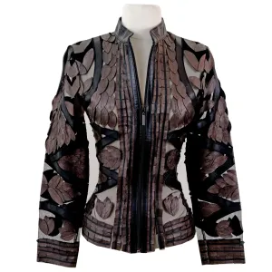 Copper Leaf Design Leather Jacket