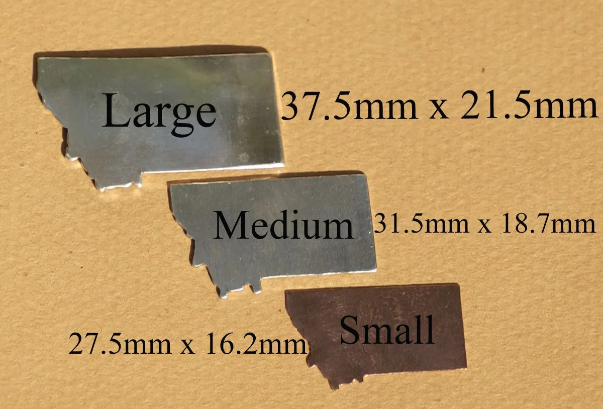 Copper or Brass or Bronze Montana State Medium with Star Cubby Cute Blanks Cutout for Metalworking Stamping Texturing Blank