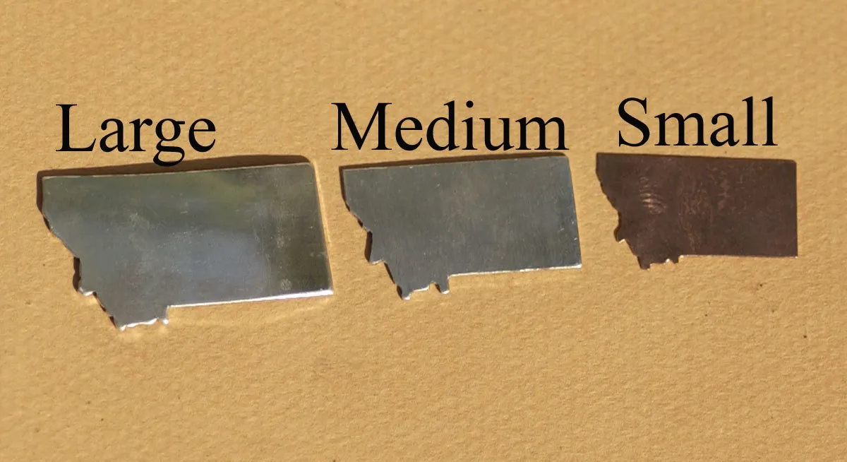 Copper or Brass or Bronze Montana State Medium with Star Cubby Cute Blanks Cutout for Metalworking Stamping Texturing Blank