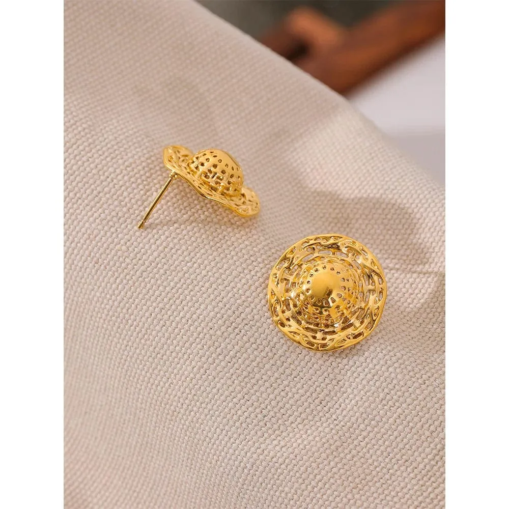 Creative 18K Gold Hat Statement Earrings