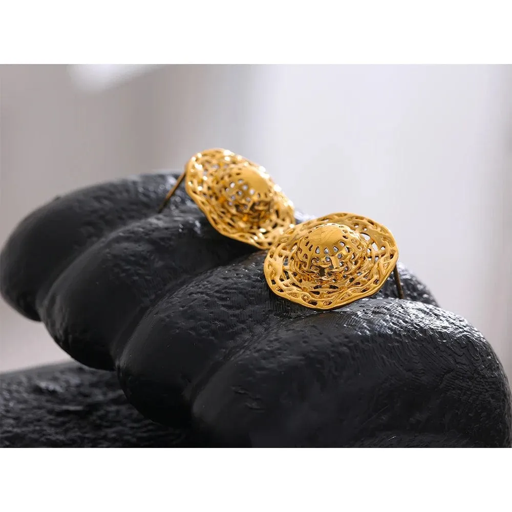 Creative 18K Gold Hat Statement Earrings