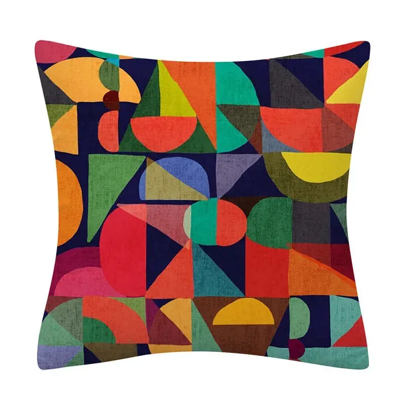 Creative Color Geometric Design Pattern Cushion Cover Sofa Office Seat Car Waist    Home Decoration