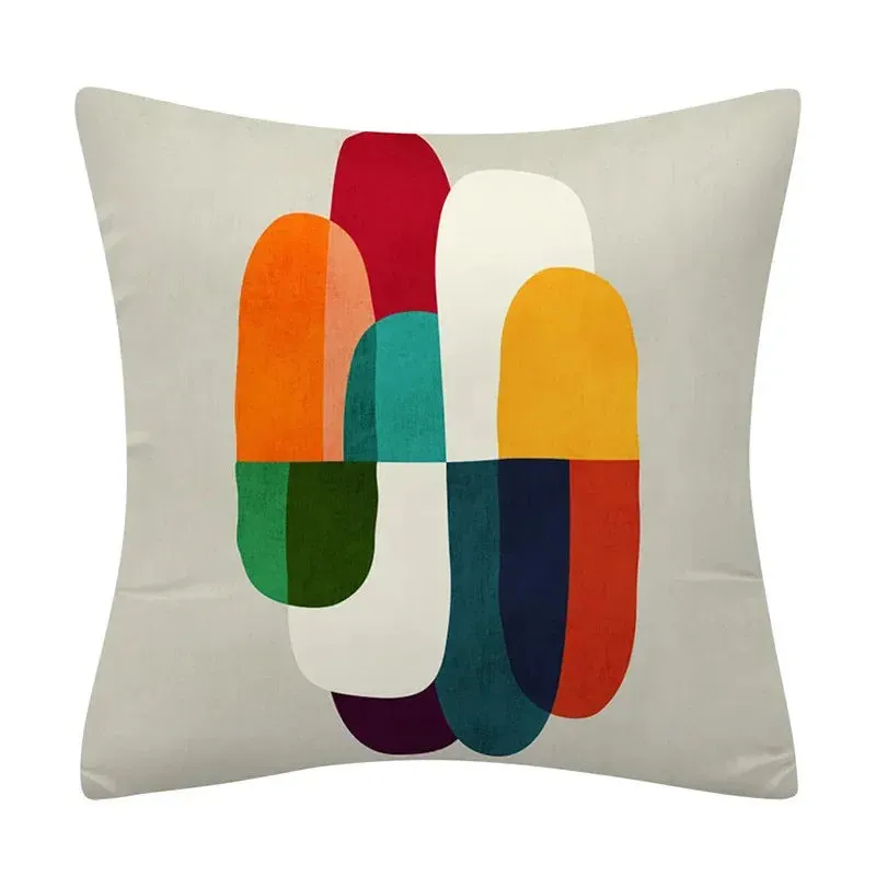 Creative Color Geometric Design Pattern Cushion Cover Sofa Office Seat Car Waist    Home Decoration